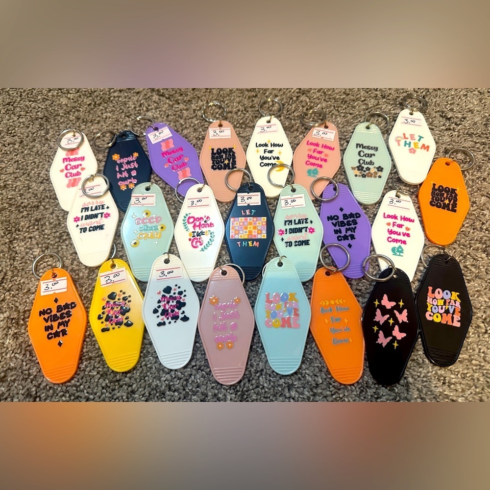 Colorful Keychain Set with Fun Quotes